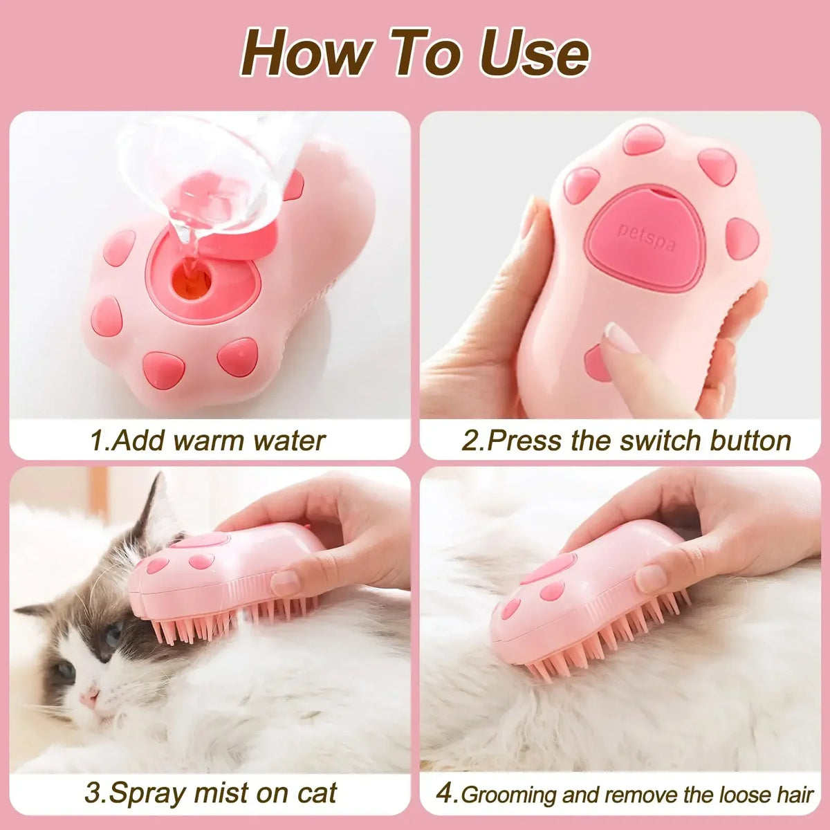 3-in-1 Pet Brush: Cat & Dog Grooming Solution