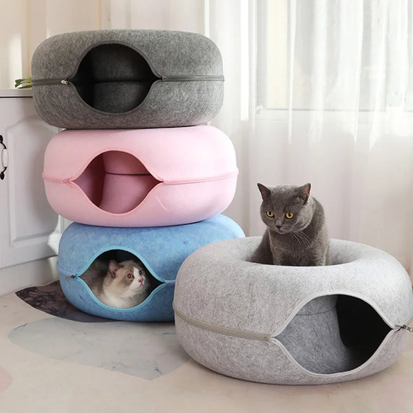 Donut Cat Bed Tunnel Interactive