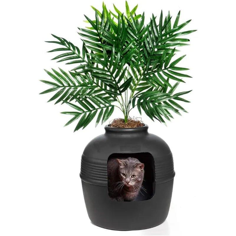 Hidden Cat Litter Box with Artificial Plant - MurzelshopHidden Cat Litter Box with Artificial Plant