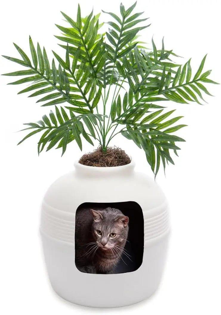 Hidden Cat Litter Box with Artificial Plant - MurzelshopHidden Cat Litter Box with Artificial Plant